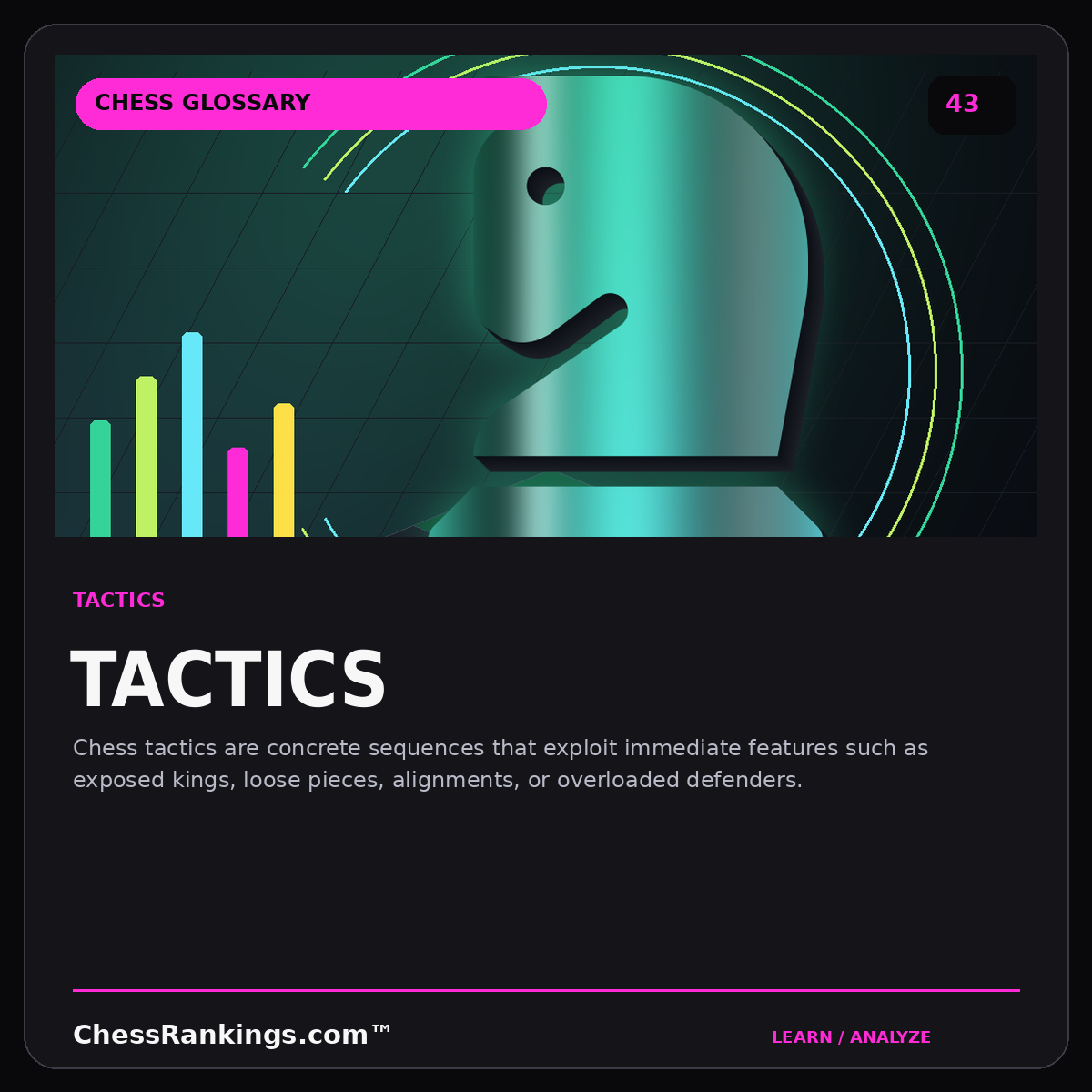 Tactics — illustrated chess glossary card