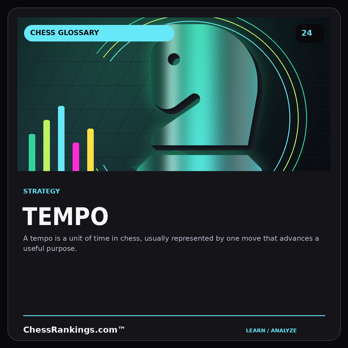 Tempo — illustrated chess glossary card
